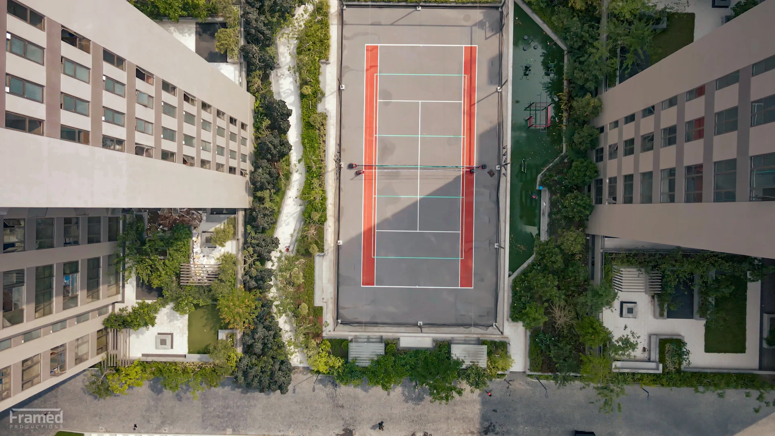 Lawn Tennis Court Aerial View